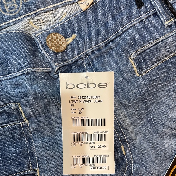 NWT Bebe Ltwt Hi Waist Jean - Picture 2 of 4